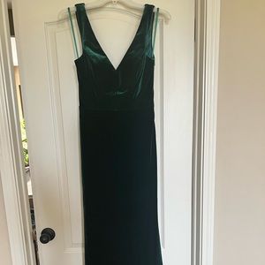 Revelry Green Velvet Bridesmaid Dress